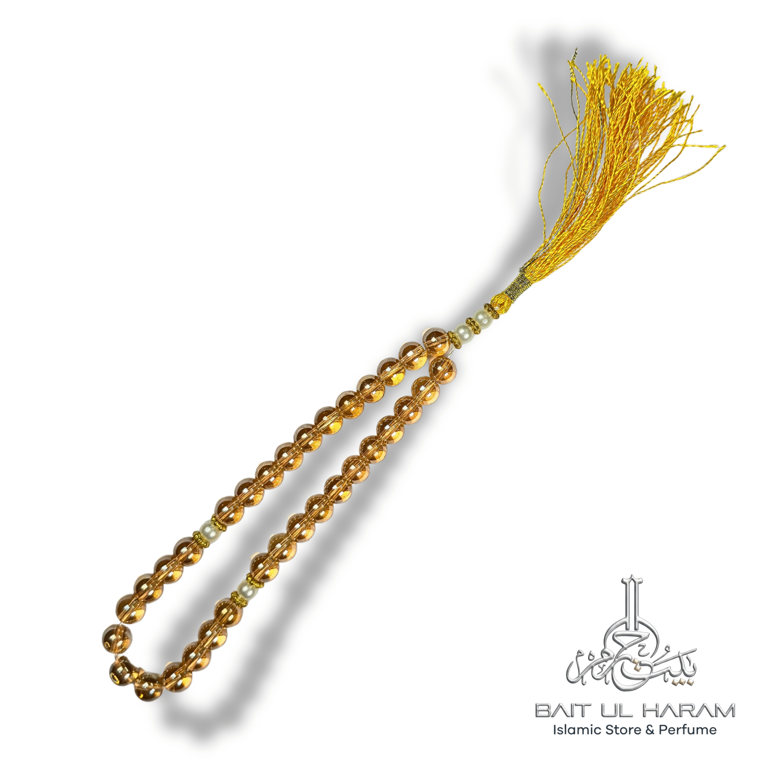 Golden amber glass crystal tasbeeh faceted prayer beads Golden amber glass crystal tasbeeh faceted prayer beads