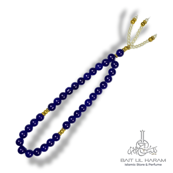 Fancy stone look tasbeeh 33 beads in amber blue pink and teal colors